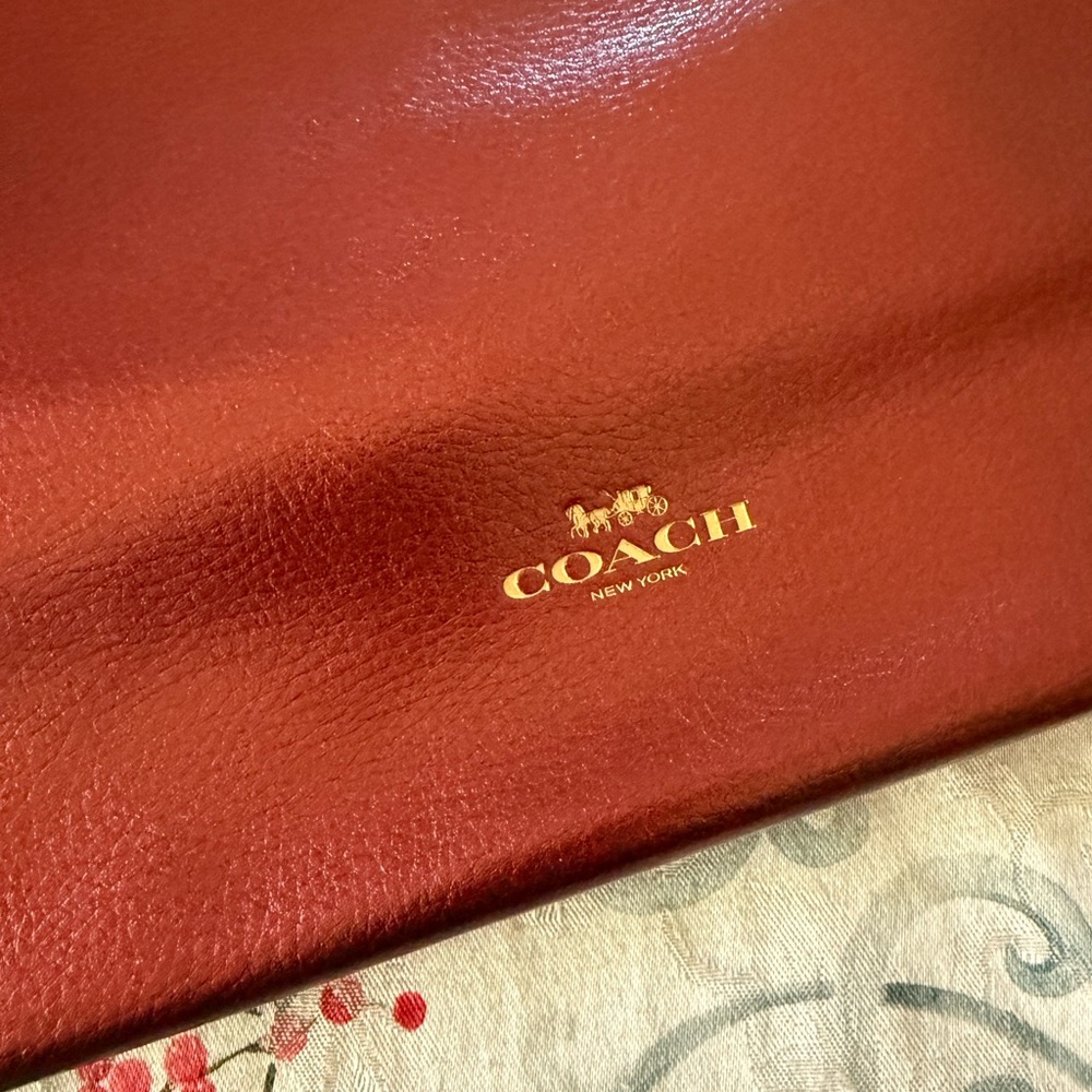 Coach Metallic Red Leather Tote - Picture 2 of 10